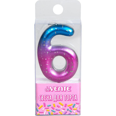 Свеча-цифра для торта deVENTE 'Degrade' '6'&nbsp;&nbsp;6см блистере