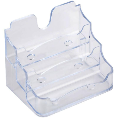 Подставка на 200 визиток 3 яруса СТАММ PS прозрачная