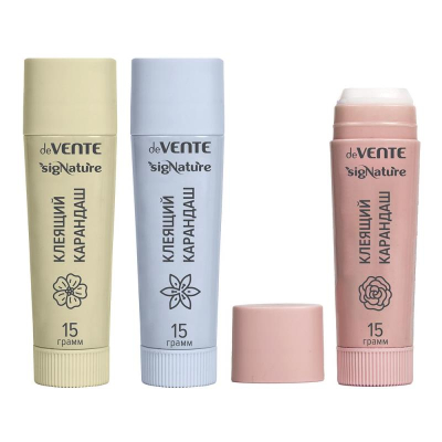 Клей карандаш 15г deVENTE 'sigNATURE' быстросохнущий 3 цвета корпуса ассорти