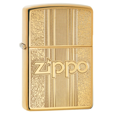 Зажигалка бензиновая Zippo Classic 'Pattern' с покрытием 'High Polish Brass' золотистая глянцевая