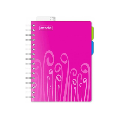 Тетрадь A5 140л клетка на гребне Attache пластиковая обложка с разделителями 'Fantasy' розовая