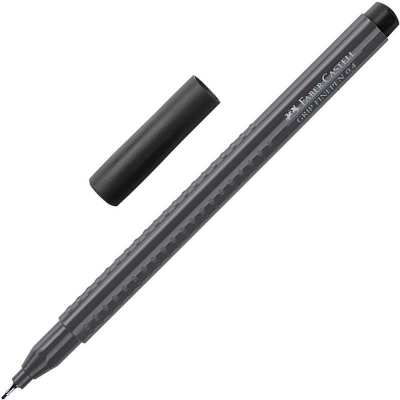 Ручка капиллярная Faber-Castell 'Grip Finepen' 0.4мм трехгранный корпус черная