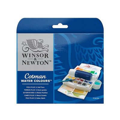 Краски акварельные Winsor&Newton Cotman Field Plus 12цв х2мл + аксессуары в пластиковом пенале