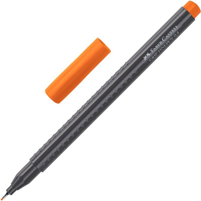 Ручка капиллярная Faber-Castell 'Grip Finepen' 0.4мм трехгранный корпус оранжевая