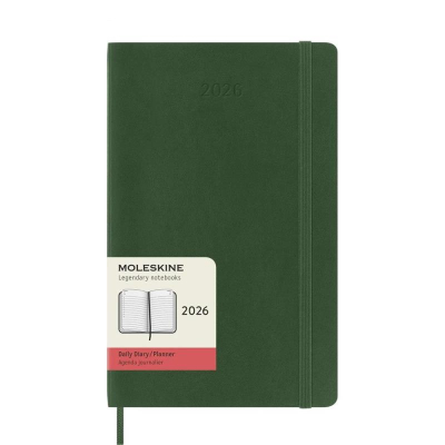 Ежедневник 2026 A5 Moleskine® Classic Soft Large 400стр гибкая обложка на резиновой застежке зеленый