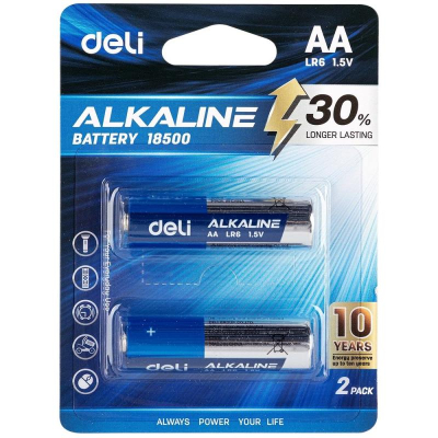 Батарейка Deli&nbsp;&nbsp;1.5V AA/LR6 Alkaline&nbsp;&nbsp;2шт в блистере
