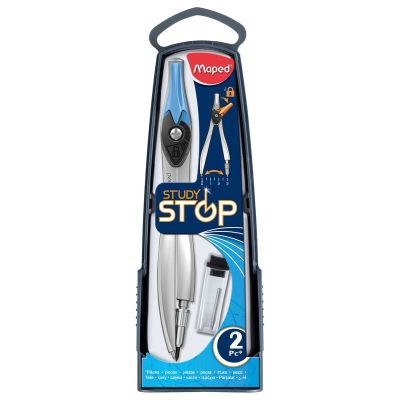 Циркуль металлический Maped 'Study' Stop 12см +грифель 2мм в пластиковом пенале