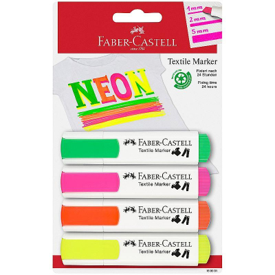 Маркеры для ткани Faber-Castell 'Textile Marker Neon'  4цв в блистере