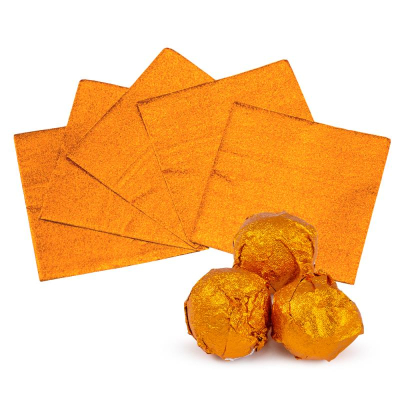 Обертка для конфет фольгированная 8х8см оранжевая 100шт