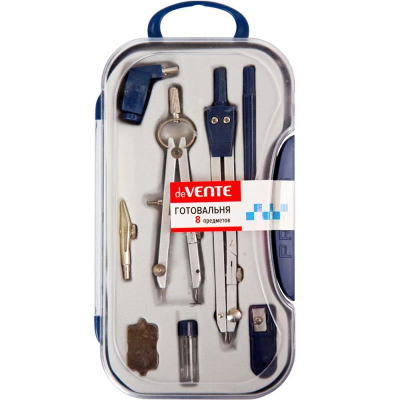 Готовальня  8 предметов deVENTE 'Серая серия' в пластиковом футляре