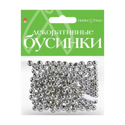 Бусины декоративные акриловые Hobby Time круглые d- 6мм 100шт серебряные