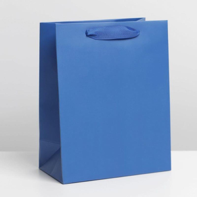 Пакет подарочный 18х23х10см синий ламинированный