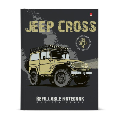 Тетрадь A5 160л клетка на кольцах Альт твердая глянцевая обложка 'Jeep cross'