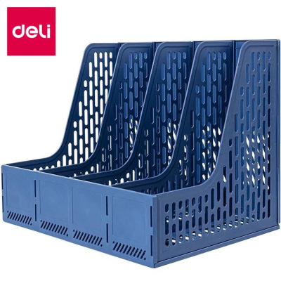 Накопитель вертикальный Deli&nbsp;&nbsp;4 отдела 325х275х257мм сборный синий