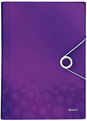 Папка для проектов Leitz 6 отделов на резиновой застежке WOW фиолетовая