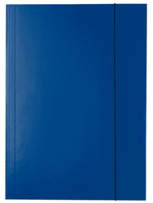 Папка с резиновой застежкой картонная A4 до 400л с 3 клапанами Esselte глянцевая синяя