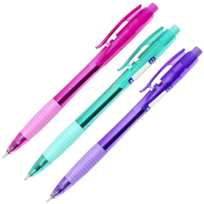 Ручка шариковая автоматическая deVENTE 0.7мм 'Rio' с резиновой манжетой синяя 3 цвета корпуса ассорти