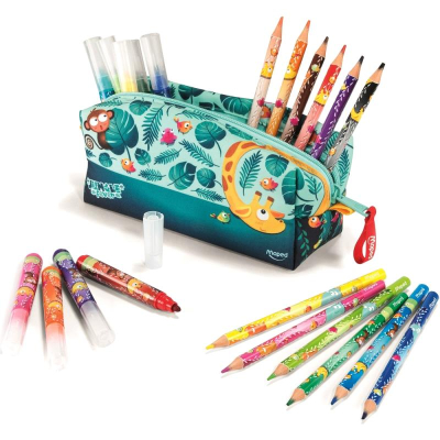 Пенал&nbsp;&nbsp;с наполнением 24 предмета Maped 'Jungle Fever' косметичка-подставка на молнии