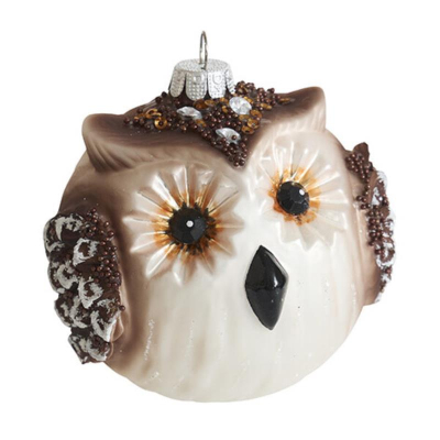 Сова шар жемчужная 9х9х9см стекло