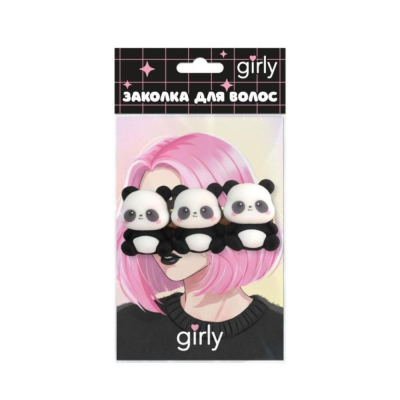 Заколка для волос GIRLY 'Три панды'