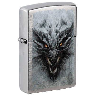 Зажигалка бензиновая Zippo Classic 'Dragon' с покрытием 'Linen Weave' серебристая