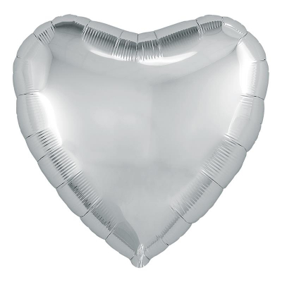 Шар воздушный фольгированный Сердце серебро Agura 48см