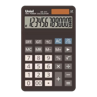 Калькулятор настольный Uniel 12 разрядов DP GT регулируемый дисплей 110х173х16мм черный