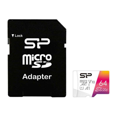 Карта памяти micro SDXC Silicon Power&nbsp;&nbsp;64Gb Class 10 Elite с адаптером