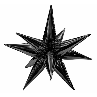 Шар воздушный фольгированный Звезда составная 12 лучей черная 66см
