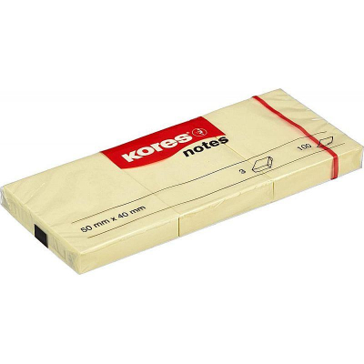 Липкий блок&nbsp;&nbsp;50х 40мм Kores 3шт х100л желтый