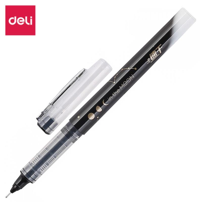 Роллер Deli 0.5мм 'In the Moon' игольчатый одноразовый черный белый/черный корпус ассорти