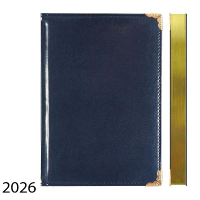 Ежедневник 2026 A5 deVENTE 'Bellagio' 336стр металлические уголки искусственная кожа синий