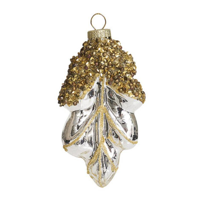 Лист дубовый 6х2х10см серебро стекло