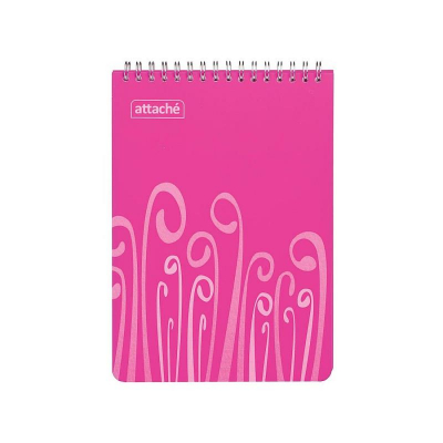 Блокнот A5  80л клетка на гребне Attache пластиковая обложка 'Fantasy' розовый