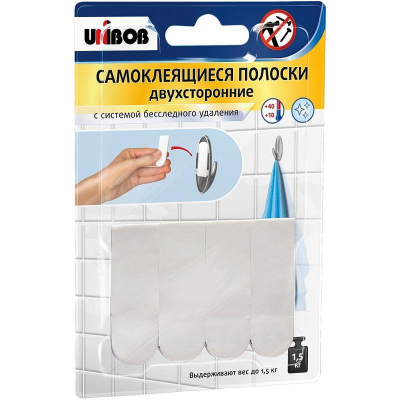Клейкие полоски для крючков UNIBOB®&nbsp;&nbsp;60х15мм до 1.5кг&nbsp;&nbsp;4шт