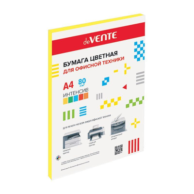 Бумага цветная A4 deVENTE  80г яркая желтая  20л
