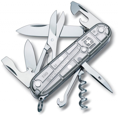 Нож  91мм Swiss Army Knives 14 функций Climber прозрачный серебристый