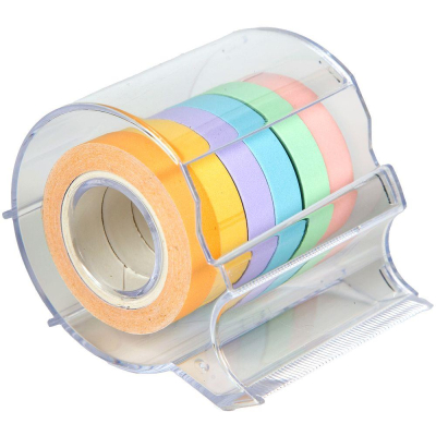 Диспенсер с липкими лентами deVENTE 'Pastel'&nbsp;&nbsp;8мм х5м&nbsp;&nbsp;6цв с отрезным ножом