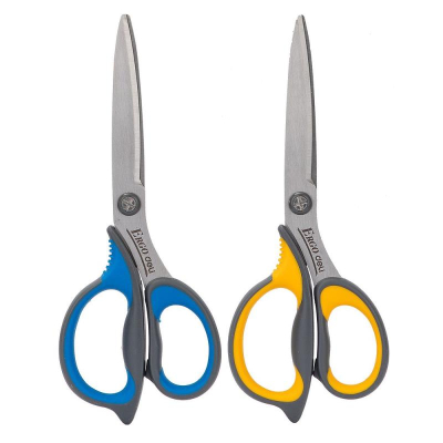 Ножницы 21см Deli 'Ergo' с резиновыми вставками цвета ассорти желтые/синие в блистере