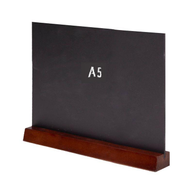 Табличка настольная для надписей меловым маркером A5 горизонтальная Attache на деревянной подставке пластиковая черная