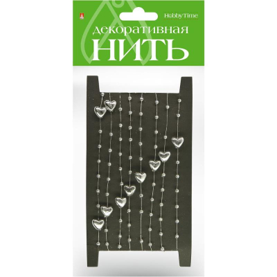 Нить декоративная Hobby Time 'Сердечки' серебристые  2м