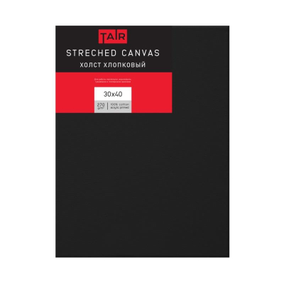 Холст на подрамнике Таир 30х40см 270г хлопок 100% черный акриловый грунт
