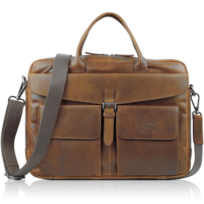 Сумка Klondike 1896® 42x30x9см 'Digger Carl' 1 отдел с ремнем кожа коньяк