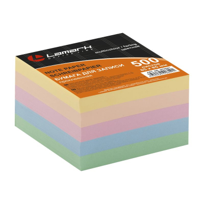 Куб для записей  цветной 8.5х8.5х5.3см Lamark 5цв х100л Пастельный 80г/м² проклеенный