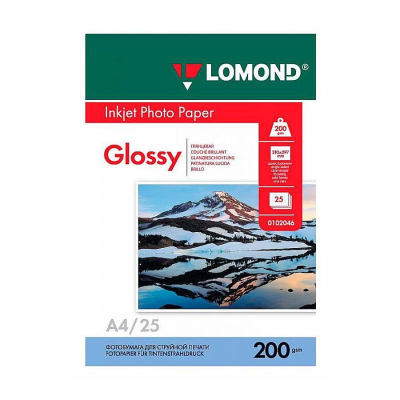 Бумага фото струйная A4&nbsp;&nbsp;200г&nbsp;&nbsp;25л Lomond глянцевая 2880dpi