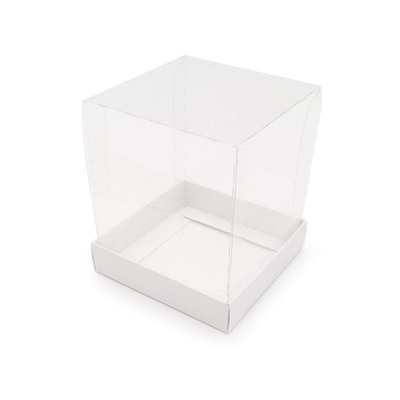 Коробка для кондитерских изделий 10х10х10см белая с прозрачной крышкой