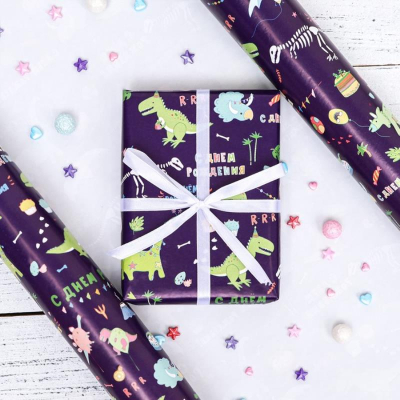 Бумага упаковочная&nbsp;&nbsp;70х100см 'Динозаврик'