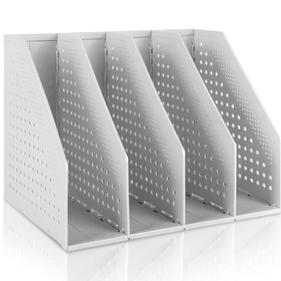 Накопитель вертикальный Deli&nbsp;&nbsp;4 отдела 330х243х255мм складной светло-серый