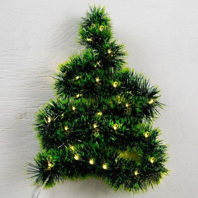 Электрогирлянда  1.0м 'Мишура' 22 теплых LED ламп d-7см зеленая на батарейках