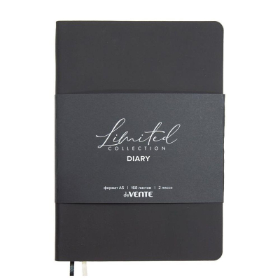 Ежедневник A5 deVENTE 'Nobile' 272стр в клетку гибкая обложка искусственная Soft touch кожа черный